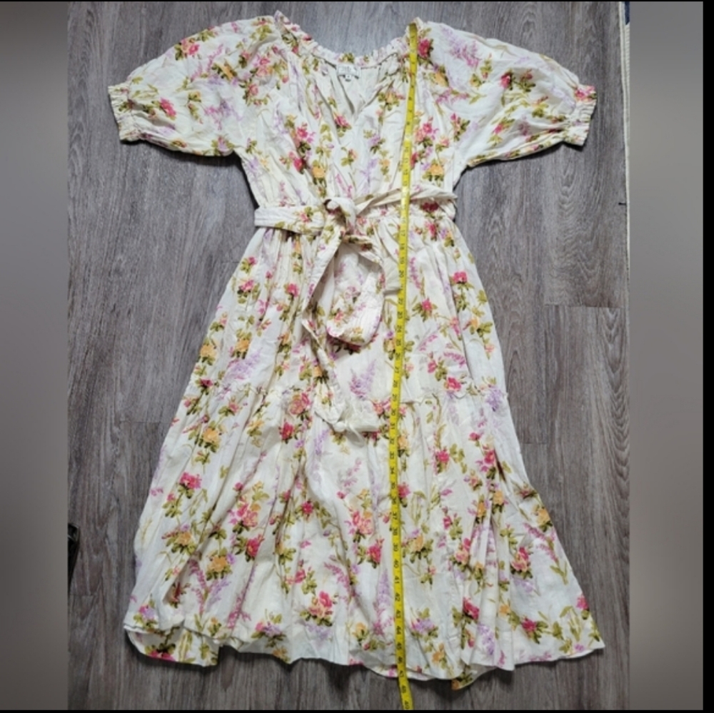 Mille Resort & Travel Floral Puff Sleeve Zoe Trianon Midi Dress Cottagecore MD - Picture 14 of 14